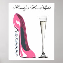 Customisable stilett- och champagnepartyaffisch