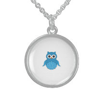 Cute blue owl necklace