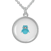Cute light blue owl necklace