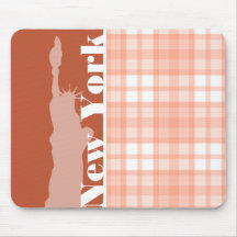 Cute Orange Plaid; statue of liberty Mousepads