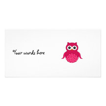 Cute pink owl photo card