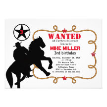 Cute  Wanted Western Cowboy  Invitation