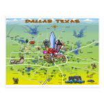 Dallas Texas tecknadkarta Vykort