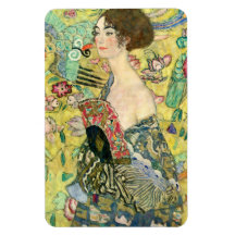 Dam med fläkten - Gustav Klimt Flexibla Magneter