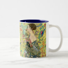 Dam med fläkten - Gustav Klimt Kaffe Muggar