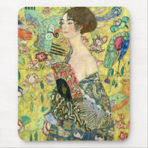 Dam med fläkten - Gustav Klimt Mus Matta