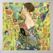 Dam med fläkten - Gustav Klimt Posters