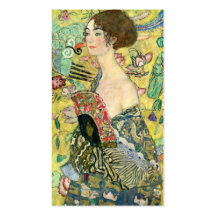 Dam med fläkten - Gustav Klimt Visitkort Mallar