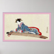 Dam som leker det japanska trycket för Koto~-vinta Posters