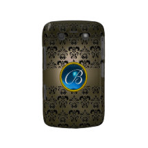 DAMASTAST blått för svart för GEMMONOGRAMgrå färg Blackberry Case