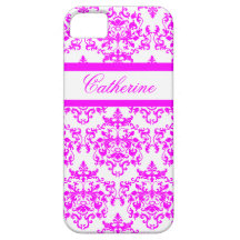 Damastast flickanamn för rosa vit iPhone 5 Case-Mate fodraler