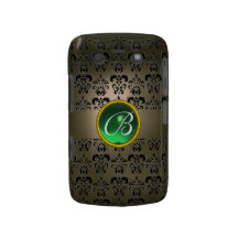 DAMASTAST grönt för svart för GEMMONOGRAMgrå färg Blackberry Bold Hud