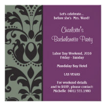 damastast lilor; bachelorette anpassade inbjudan