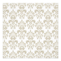 DAMASTAST MÖNSTER 2 FÖR BEIGE VITVINTAGE ANPASSADE INBJUDAN
