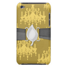 damastast mönster för guld- ljuskrona barely there iPod skal