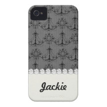 damastast mönster för svart ljuskrona iPhone 4 Case-Mate fodral