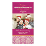 Damastast mönsterfamiljhelgdag Photocard (fuchsiae Anpassade Foto Kort