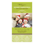 Damastast mönsterfamiljhelgdag Photocard (limefruk Hälsningskort Med Foto