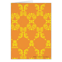 Damastast Orange-Gult Hälsningskort