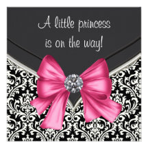 Damastast Princess baby shower för elegant rosasva Anpassningsbara Inbjudningskort