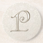 Damastast underlägg för Monogram - brev P