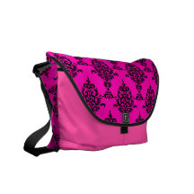 Damastsvart på rosor messenger bag