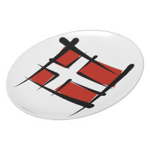 Danmark borstar flagga tallrik