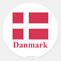 Danmark flagga med namn i danska klistermärke