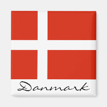 Danmark med Dannebrog Magnet För Kylskåp