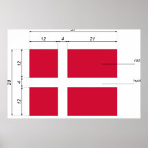 Danmark-Proportionera-Da Danmark flagga Print
