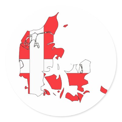Danmark sjunker kartlägger rund klistermärke från FlagStore