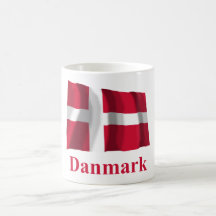 Danmark som vinkar flagga med namn i danska kaffe kopp