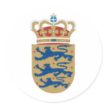 Danmark vapensköld rund klistermärke