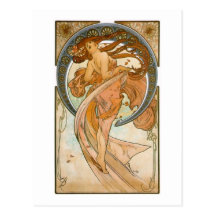 Dans (1898), Alphonse Mucha konst Nouveau Vykort