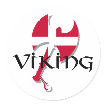 Danskan Viking Danmark sjunker yxan Klistermärke från Funkart