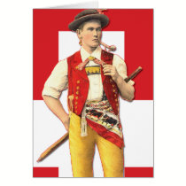 Dapper Appenzell bonde i traditionell dräkt kort