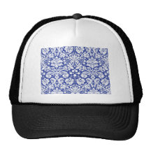 Dark blue damask pattern mesh hat