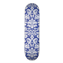Dark blue damask pattern skateboard