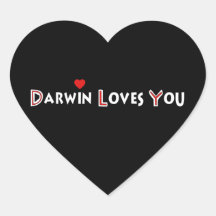 Darwin älskar dig hjärtformade klistermärken