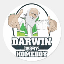 Darwin är min Homeboy (full färg) Rund Klistermärke