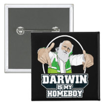 Darwin är min Homeboy (full färg) Pins