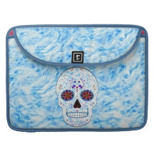 Day of the deadsockerskalle - baby blue Fractal MacBook Pro Sleeves