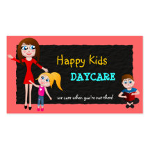Daycare barnomsorg som sitter barnvakt visitkortar