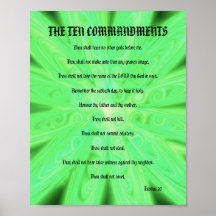 De tio commandmentsna - grön blom- affisch