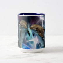 Delfiner och fractalkristaller kaffe muggar