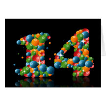 den 14th födelsedagen med numrerar bildat från bol kort