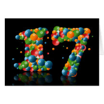 den 17th födelsedagen med numrerar bildat från bol kort