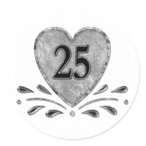den 25th årsdagen - försilvra rund klistermärke
