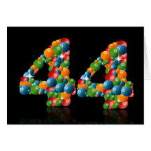 den 44th födelsedagen med numrerar bildat från bol hälsnings kort