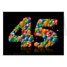 den 45th födelsedagen med numrerar bildat från bol hälsnings kort